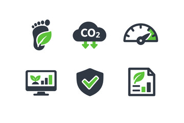 Vector letters report sustainability leaf image eco emission white generation simple icon