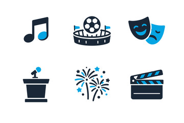 Vector no masks simple festival generation icon cinema music image text stadium