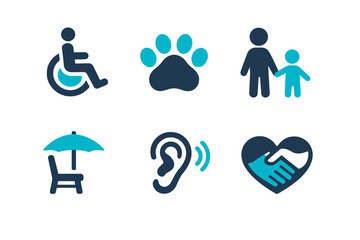 Minimal vector icons letters text no accessibility numbers clean background icon service