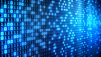 Obraz premium Vibrant blue binary code streaming in digital matrix background