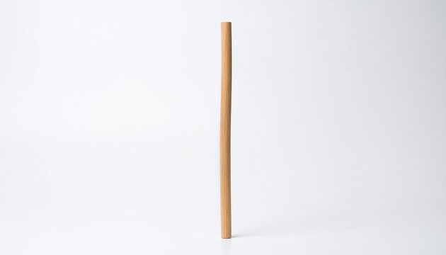 Vertical wooden dowel stick on white background