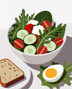 salad and egg vector