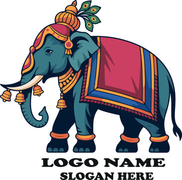 mysore dasara elephant clipart logo icon vector white background .