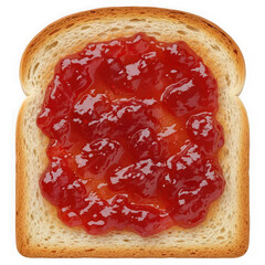 A slice of toast with strawberry jam on top