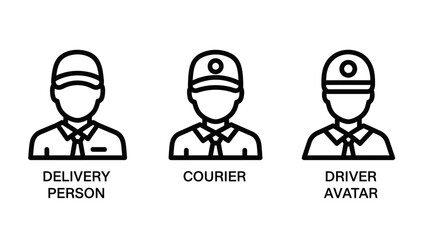 Fototapeta premium Professional Delivery Person, Courier, and Driver Avatar Icons Representing Logistics and Transportation Services