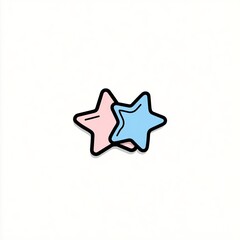 Obraz premium Two charming, outlined stars, one pastel pink and one light blue, overlap gently