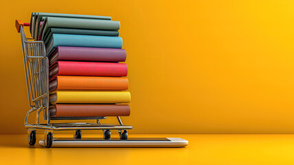 Tablet showing virtual shopping cart for convenient digital ecommerce purchases