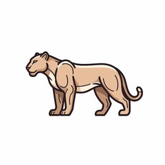 Obraz premium Cartoon Lioness Standing Profile Illustration.