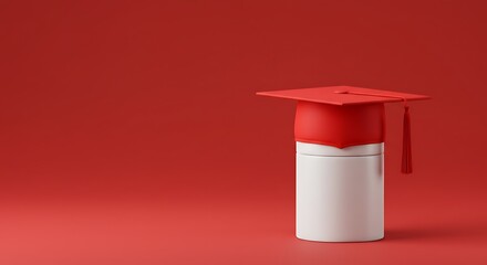 深紅の卒業帽 ミニマル3Dレンダリング
