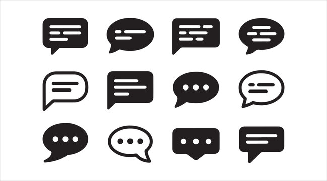 Messaging conversation monochrome symbol set