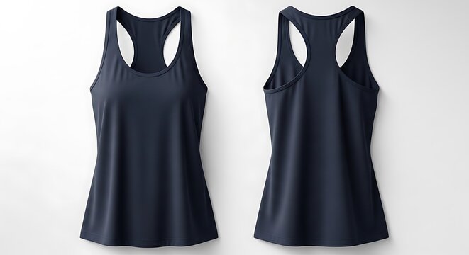 Mockup of a navy blue color women racerback tank top