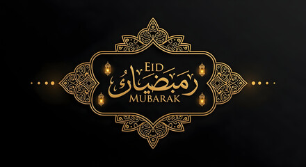 Eid mubarak greeting card with arabic calligraphy