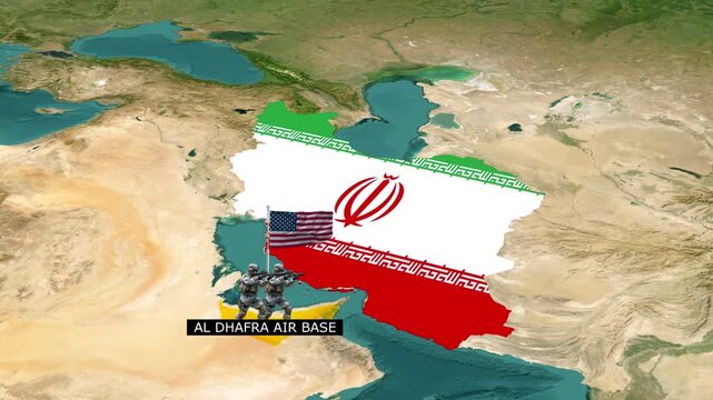 UAE Al Dhafra Air Base and Iran Strategic Map Showing Locations and Distances