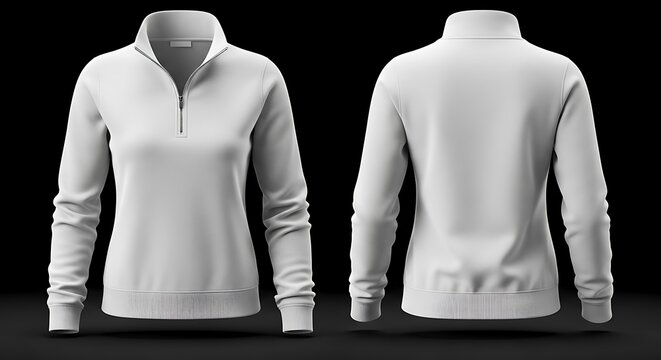 Mockup of a white color Woman Quarter Zip Sweatshirt