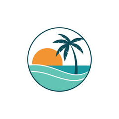 Minimal Beach Brand Identity Logo for Ocean Resort and Holiday Business