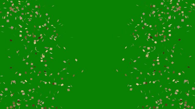 Realistic colorful confetti falling after party popper cannon blast, metallic glitter pieces isolated on transparent alpha channel, perfect for birthday, wedding, and festive celebration projects 4K