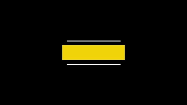 Lower third modern title animation, black background, smooth left and right movement, clean rectangle chyron, logo placement space, cable news style, 4k uhd rgba alpha