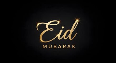 Eid mubarak greeting card with golden typography