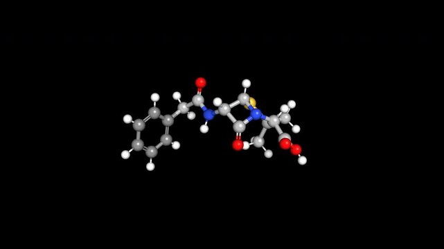 Penicillin G Antibiotic Medicine Molecule Chemical Structure Rotating Loop