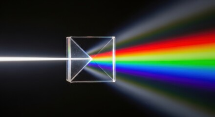 Prism refracting light rainbow spectrum physics science illustration