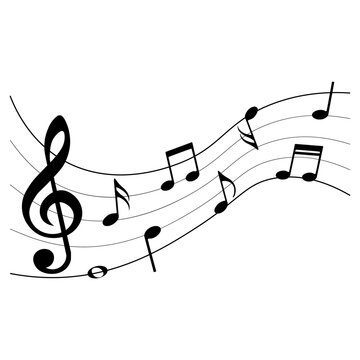 Music notes, isolated musical element, vector illustration.
