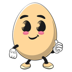 Obraz premium cute egg mascot character give a thumbs up, isolated vector illustration, work of hand drawn