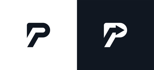 initial Letter P arrow logo icon design. Vector symbol illustration template