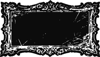 Vintage ornate rectangular frame with grunge texture and decorative floral elements