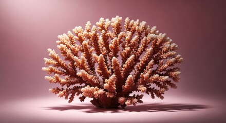 Coral reef structure photo on pink background for marine biology presentation