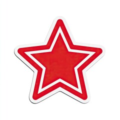 Obraz premium Bold red star shape with thick white outline, isolated on white