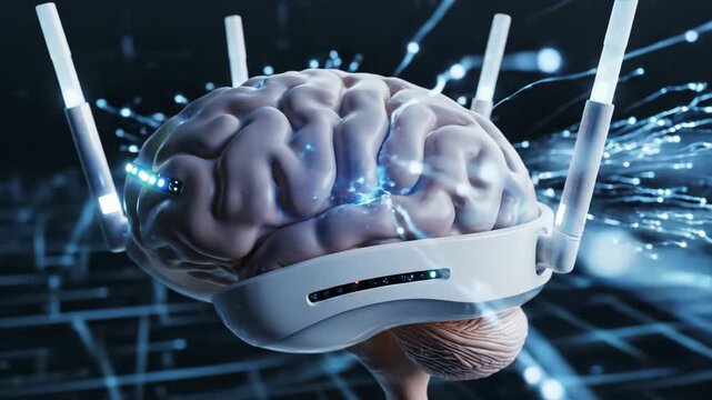Human brain connected to ai through brain computer interface
