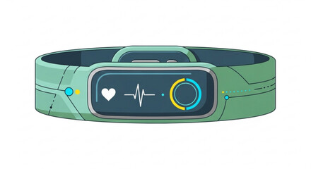 Smartwatch with heart rate monitor and fitness tracker on white background wearable technology device