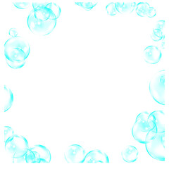 Teal bubbles floating on black background abstract digital art fantasy magical light dark bokeh celebration party