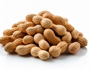 a pile of raw peanuts showcasing their rough brown shells and unique texture perfect for culinary use health foods and snacking options on a white isolate background