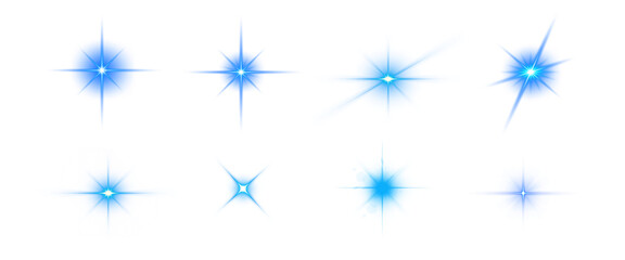 Set of transparent blue light streak and lens flares Png © Design Zone