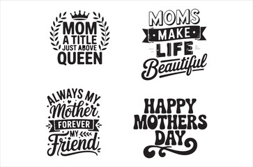 Fototapeta premium Mother s day typographic designs with floral and script elements