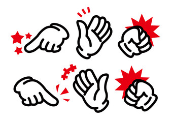 Obraz premium Rock Paper Scissors Hand Gesture Icon Set, Simple Line Illustration Isolated on White Background