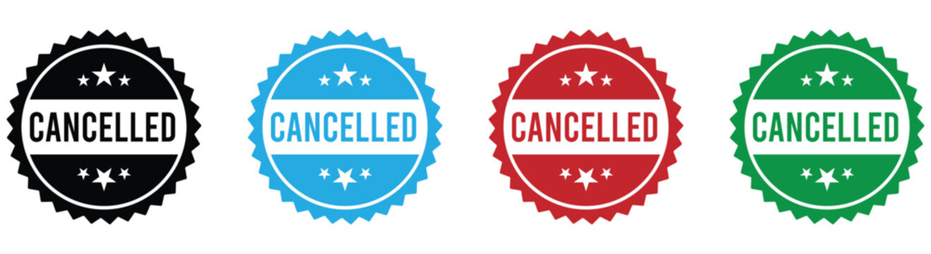 Cancelled stamps in four colors for business and design use