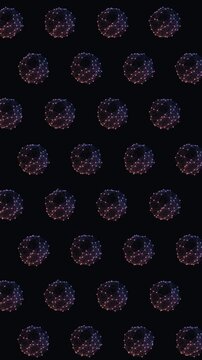 Abstract Spherical Seamless Pattern Loop, Wireframe Sphere Futuristic Geometric Motion Background 4K (9:16 Vertical)