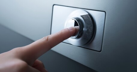 The Safe Dial Being Pressed by a Human Finger for Security Access