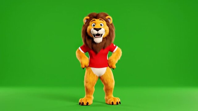 Cartoon Lion in Red Jersey
