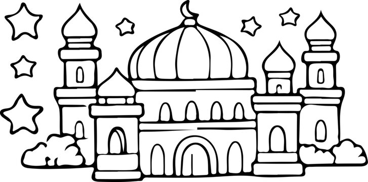 Ramadan kareem illustration dodle art islamic Coloring page