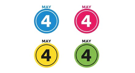Fototapeta premium Four vibrant circles showcasing the number four in different colors