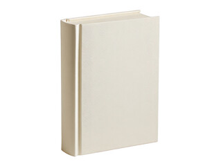 A beige-colored book with a textured cover and a binding on the left side isolated on transparent background