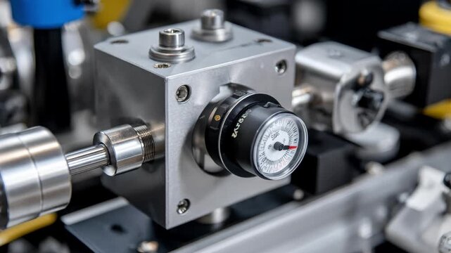 Closeup of pressure sensor calibration process involving delicate adjustments to improve sensitivity in industrial measurement systems