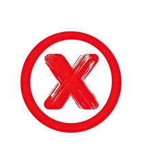 Obraz premium Red 'X' within a red circle, brush stroke style