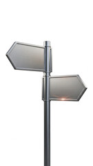 Obraz premium Metal street signpost with two blank directional signs isolated on transparent background