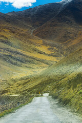 Chang La , southern pass, is a high mountain pass in Ladakh in the Greater Himalaya between Leh and the Shyok River valley. Leh to Pangong Lake road. High altitude Motorable road, Leh, Ladakh, India.