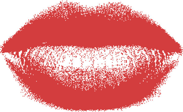Bold Red Pixelated Lips Graphic, Modern Digital Art for Kiss and Beauty Themes