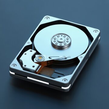 A detailed view of a hard disk drive with its cover removed, revealing internal components